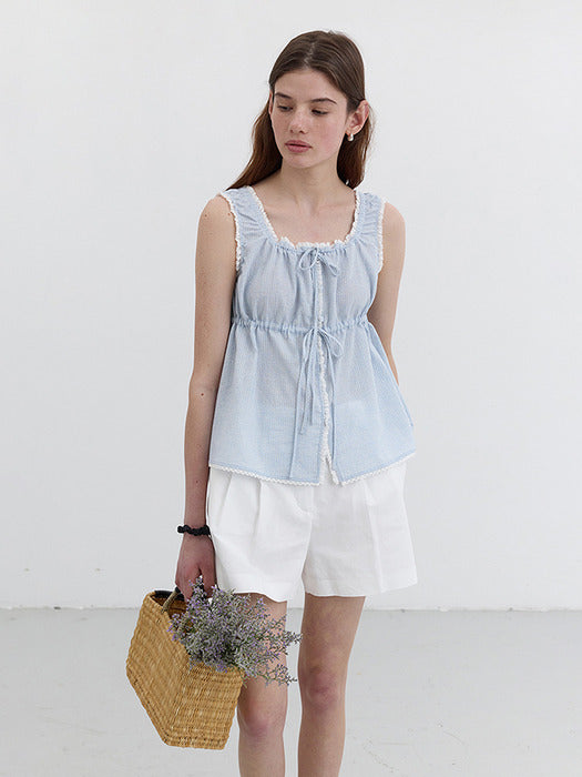 [dunst] SHIRRING SLEEVELESS BLOUSE SOFT BLUE STRIPE_UDBL5B228B1