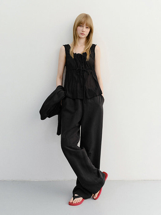 Dunst Shirring Sleeveless Blouse Black