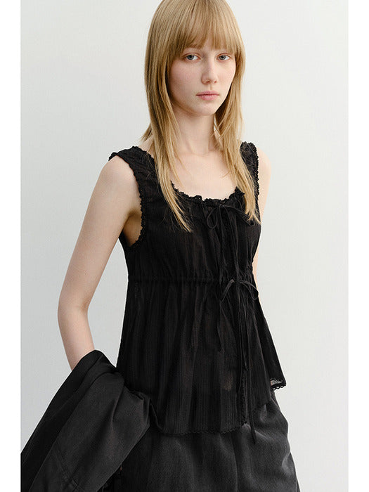 Dunst Shirring Sleeveless Blouse Black