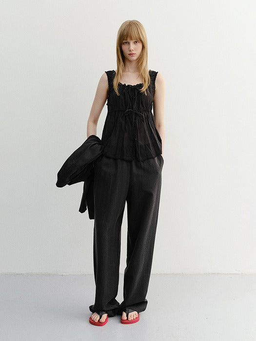 Dunst Shirring Sleeveless Blouse Black