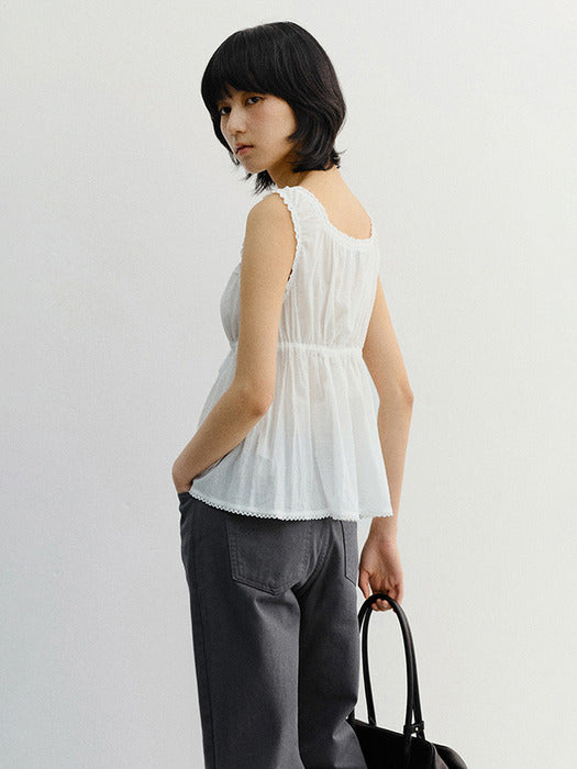 Dunst Shirring Sleeveless Blouse Ivory