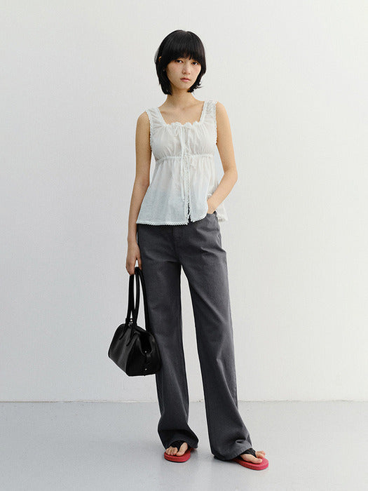 Dunst Shirring Sleeveless Blouse Ivory