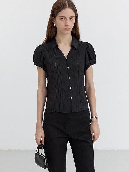 [dunst] SHIRT COLLARED BLOUSE BLACK_UDBL5B226BK