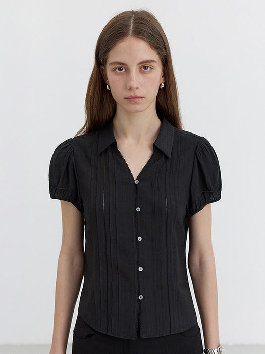 [dunst] SHIRT COLLARED BLOUSE BLACK_UDBL5B226BK
