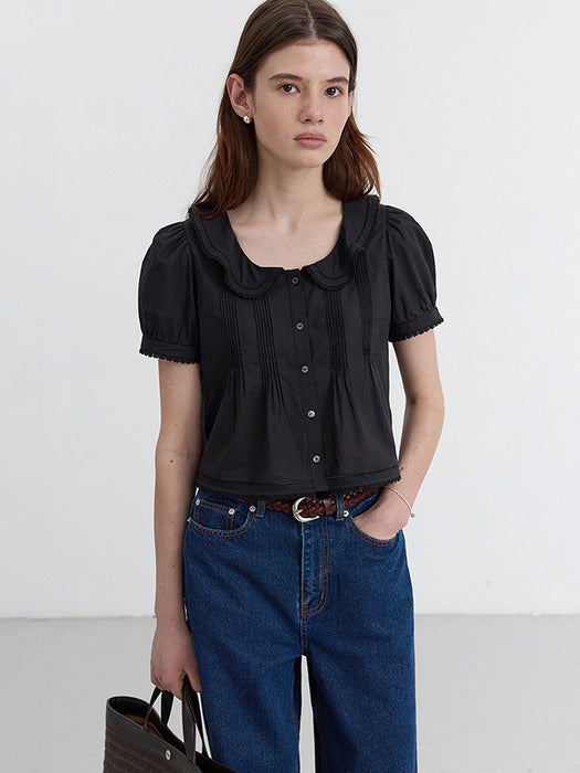 [dunst] FRILL COLLARED BLOUSE BLACK_UDBL5B225BK