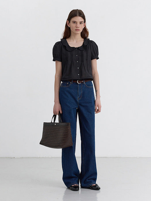 [dunst] FRILL COLLARED BLOUSE BLACK_UDBL5B225BK