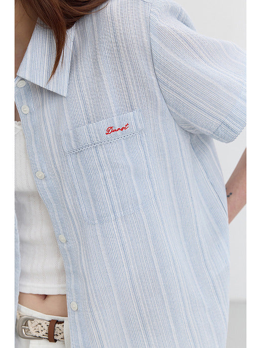 [dunst] LACED ORGANIC STRIPED SHIRT BLUE STRIPE_UDSH5B221B2