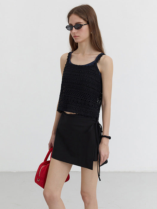 [dunst] CROCHET BUSTIER KNIT TOP BLACK_UDSW5B225BK