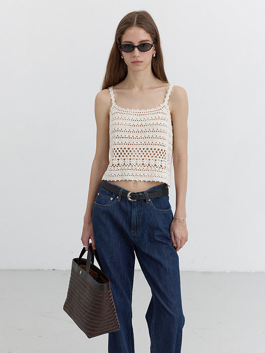 [dunst] CROCHET BUSTIER KNIT TOP CREAM_UDSW5B225CR