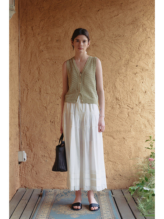 [dunst] CROCHET OPEN KNIT VEST SAGE GREEN_UDSW5B230E1