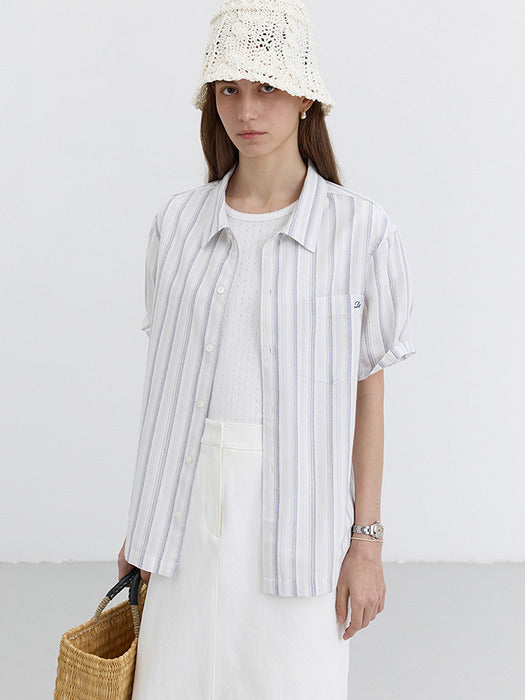 Dunst Unisex Classic Holiday Shirt Sky Blue Stripe