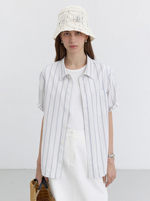 Dunst Unisex Classic Holiday Shirt Sky Blue Stripe