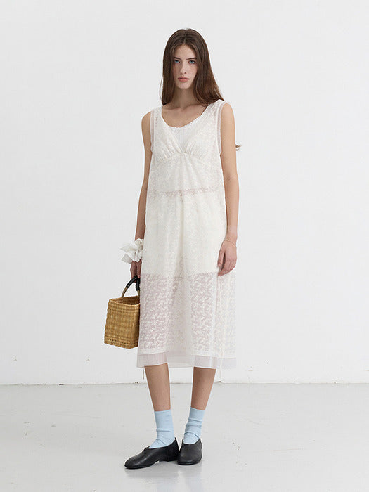 Dunst Sheer Layering Dress White Flower
