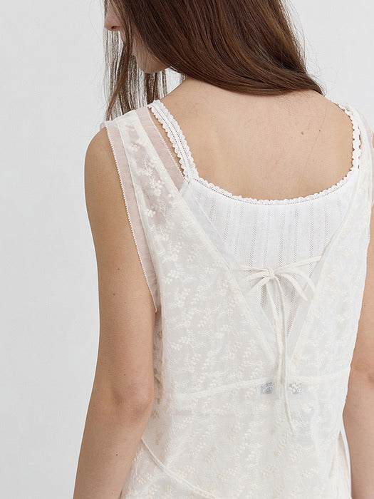 [dunst] SHEER LAYERING DRESS WHITE FLOWER_UDDR5B222WT