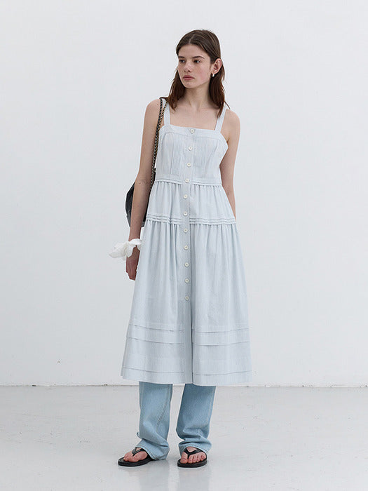 [dunst] SQUARE-NECK SLEEVELESS DRESS SOFT BLUE STRIPE_UDDR5B230B1