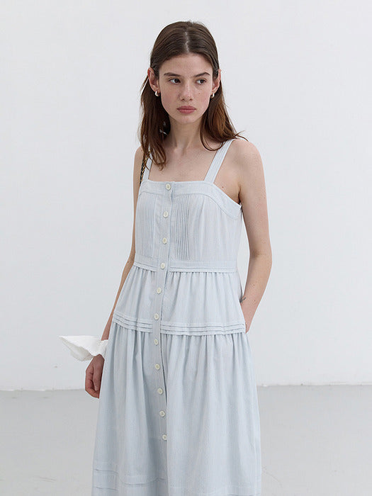 Dunst Square-Neck Sleeveless Dress Soft Blue Stripe