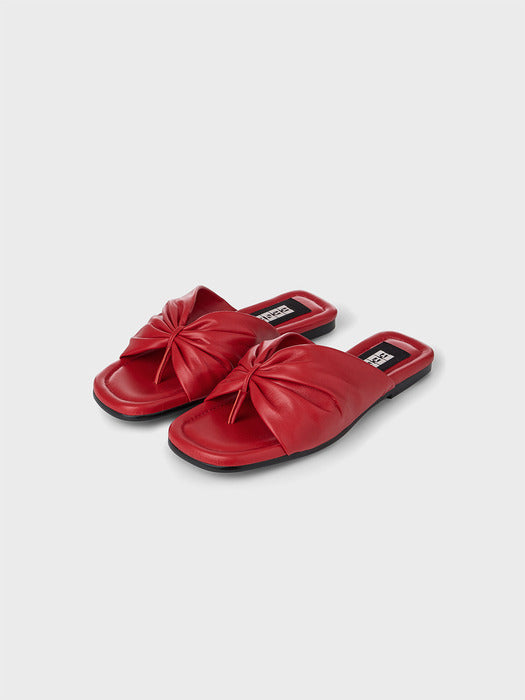 Eenk Gathered Flat Sandals - Red