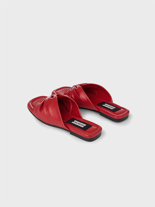 Eenk Gathered Flat Sandals - Red