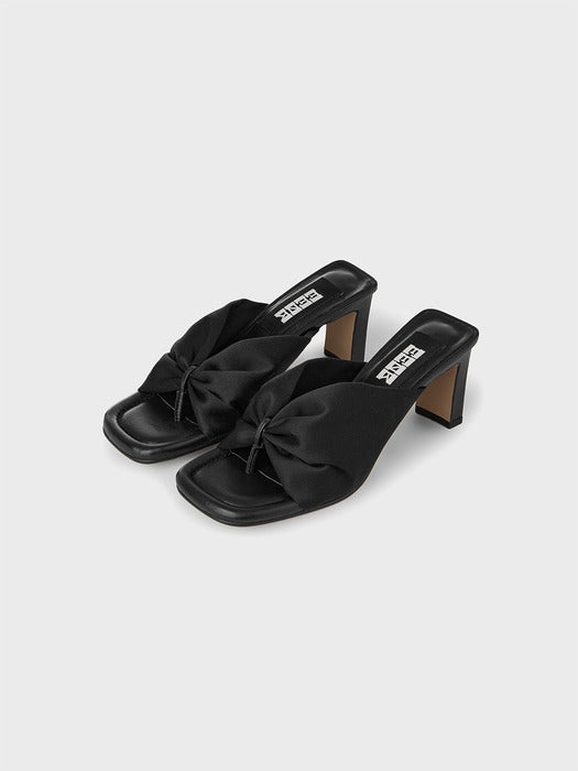 Eenk Gathered Heeled Sandals - Black