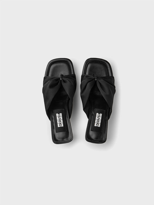 Eenk Gathered Heeled Sandals - Black