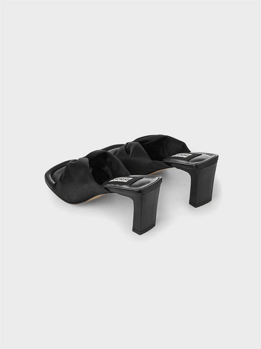 Eenk Gathered Heeled Sandals - Black