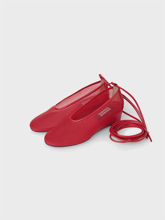 Eenk String Mesh Heels - Red