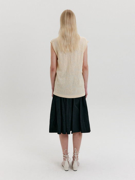 Eenk Jacquard V-Neck Knit Vest - Cream