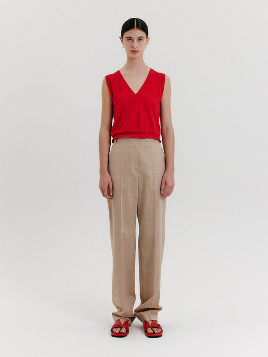 Eenk V-neck Jacquard Knit Vest - Red