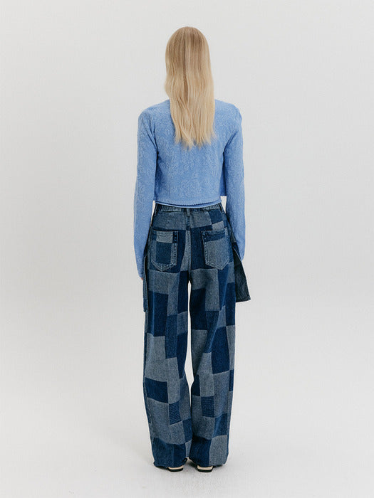 Eenk Jacquard Pattern Cardigan - Sky Blue