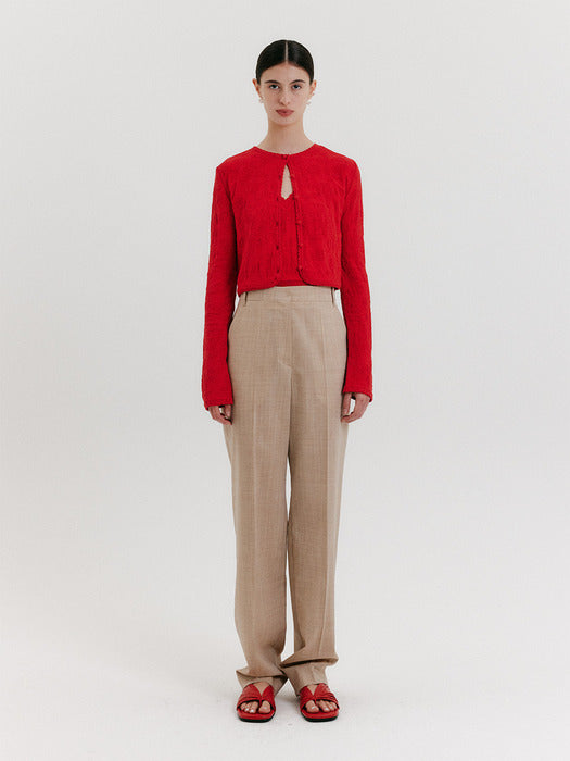 Eenk Jacquard Pattern Cardigan - Red