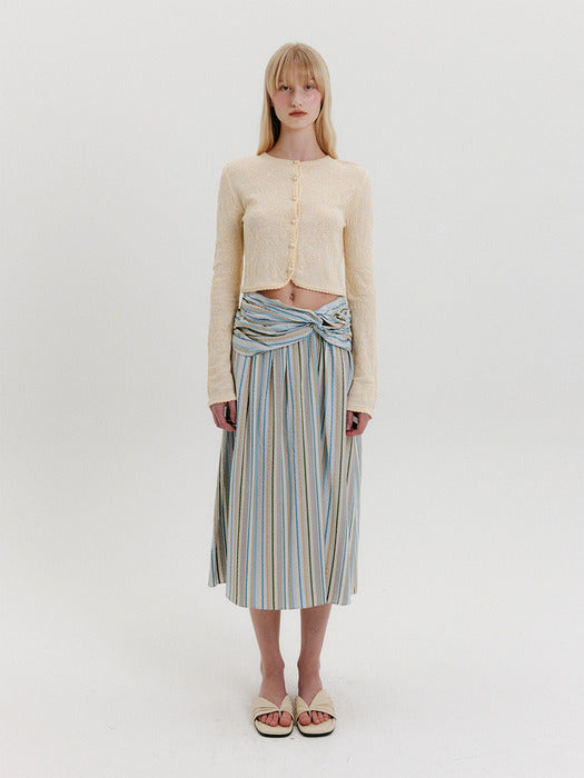 Eenk Jacquard Pattern Cardigan - Cream