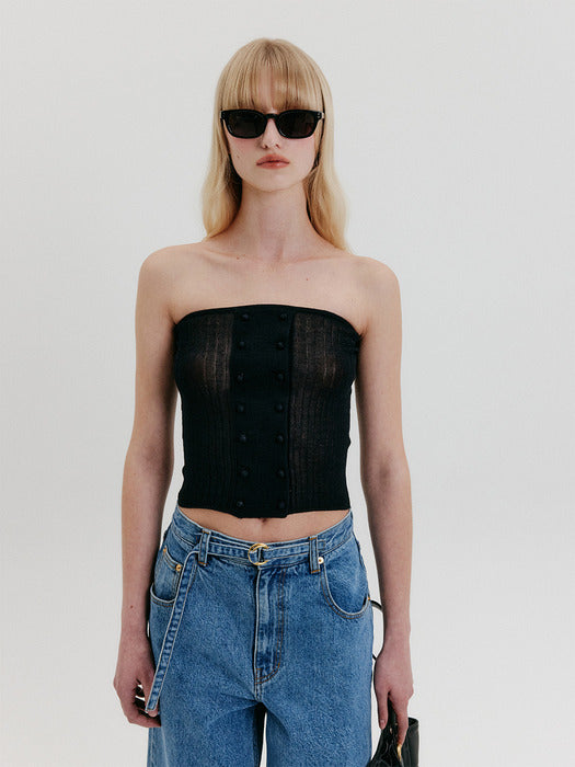 Eenk Ribbed Tube Top - Black