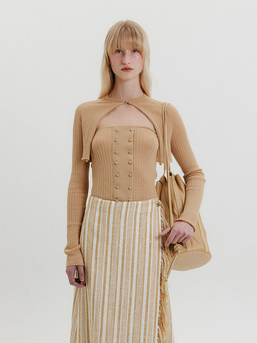 Eenk Cropped Knit Cardigan - Beige