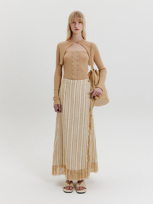 Eenk Cropped Knit Cardigan - Beige