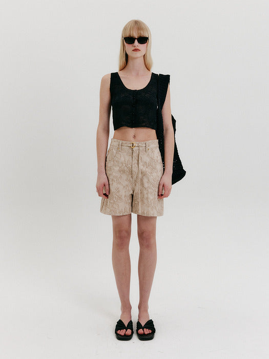 Eenk Belted Denim Shorts - Beige