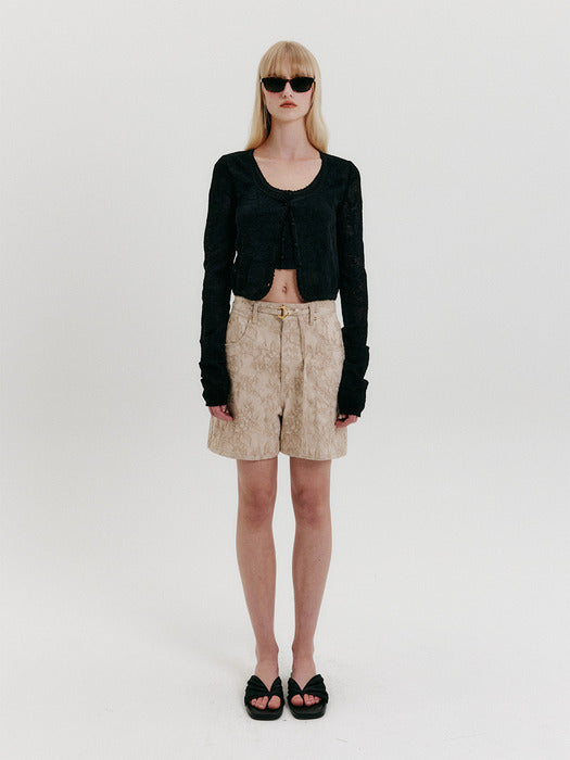 Eenk Belted Denim Shorts - Beige