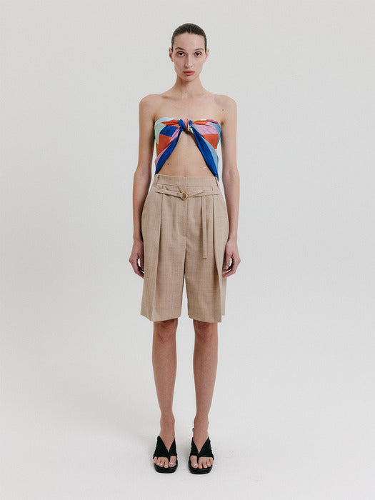 Eenk Belted Mid-Length Pants - Beige