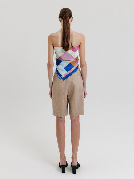 [EENK] Belted Mid-Length Pants - Beige