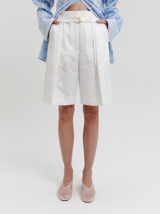 Eenk Belted Mid-Length Pants - Ivory