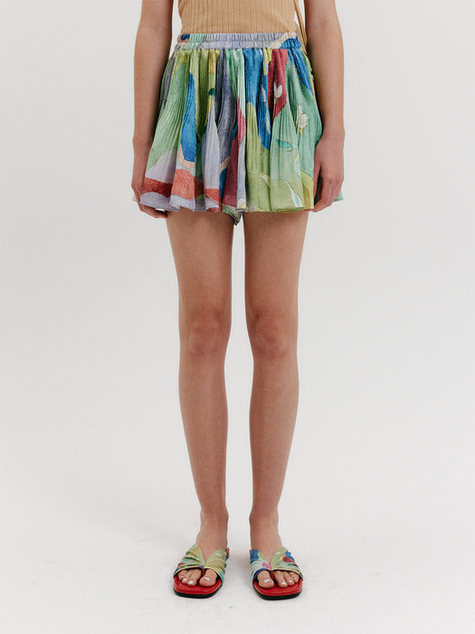 Eenk Printed Pleats Shorts - Multi