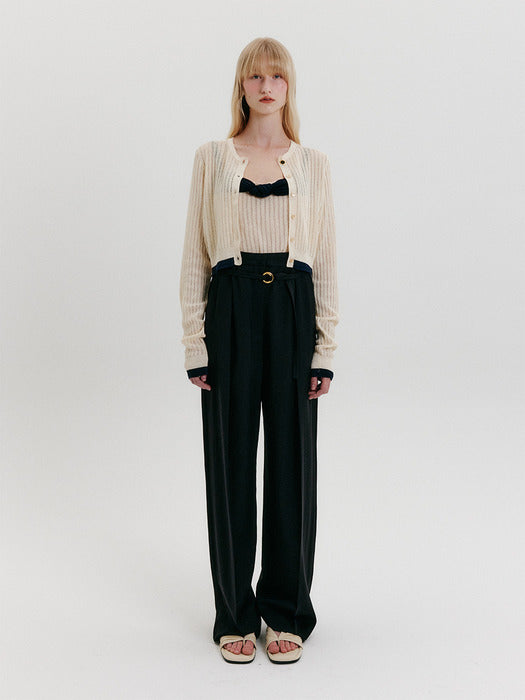 Eenk Belted Tuck Pants - Black
