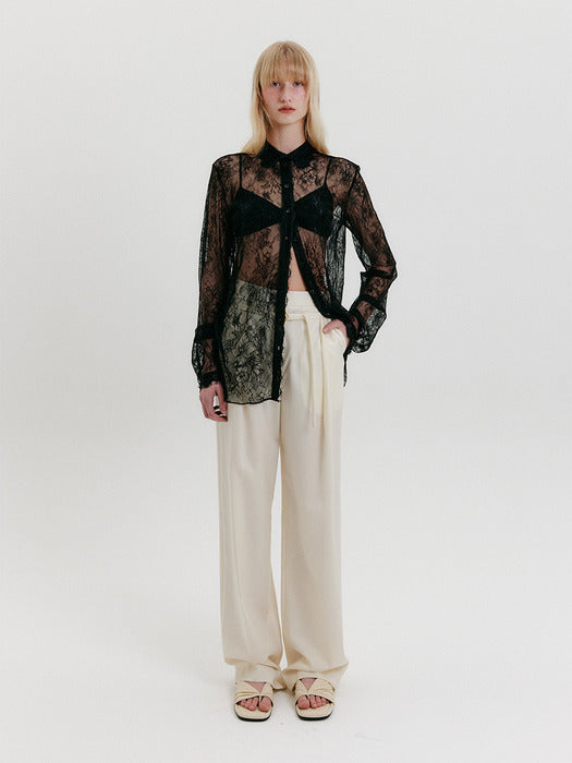 Eenk Belted Tuck Pants - Ivory