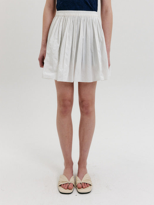 [EENK] Pleats Mini Skirt - White