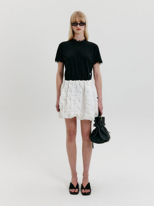 [EENK] Volume Mini Skirt - White