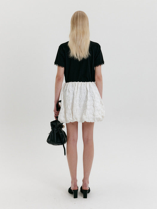 [EENK] Volume Mini Skirt - White