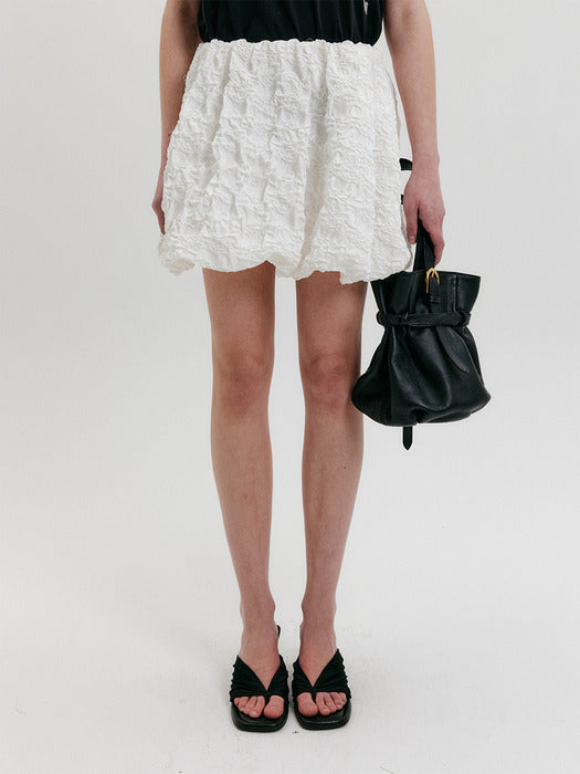 [EENK] Volume Mini Skirt - White