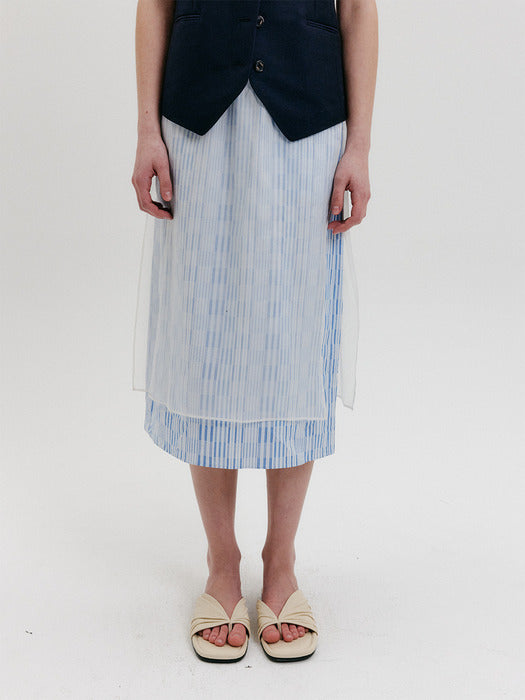 Eenk Organza Layered Skirt - Sky Blue