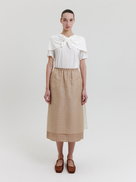 Eenk Organza Layered Skirt - Beige
