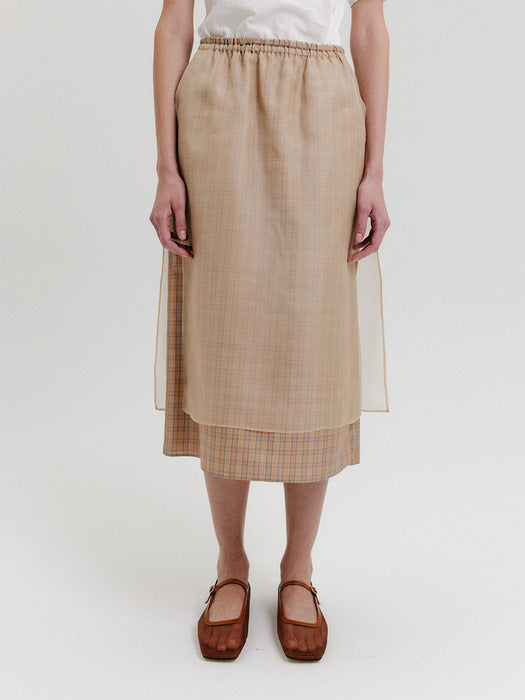 Eenk Organza Layered Skirt - Beige