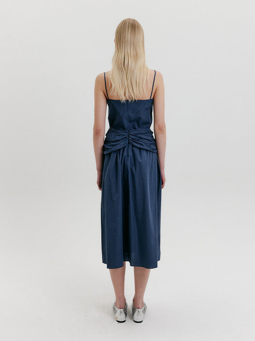 Eenk Knotted Shirring Skirt - Navy
